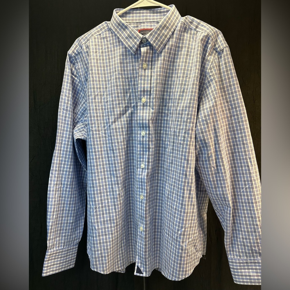 Untuckit‎ Wrinkle-Free Durif Shirt size XL Regular Fit Blue Navy & White Check